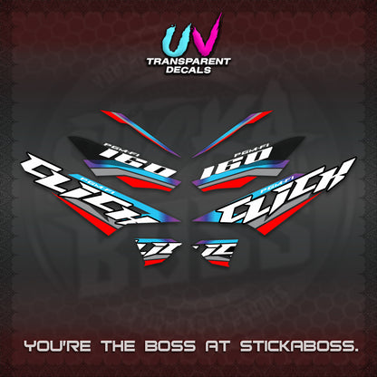 CLICK 160 STRIPING UV TRANSPARENT DECALS (SPORTS RACE STRIPES 01) STICKER KITS BY STICKABOSS