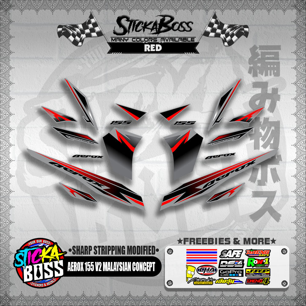 AEROX 155 V2 MALAYSIAN CONCEPT DECALS ( SHARP STRIPPING MODIFIED )【WITH FREEBIES】