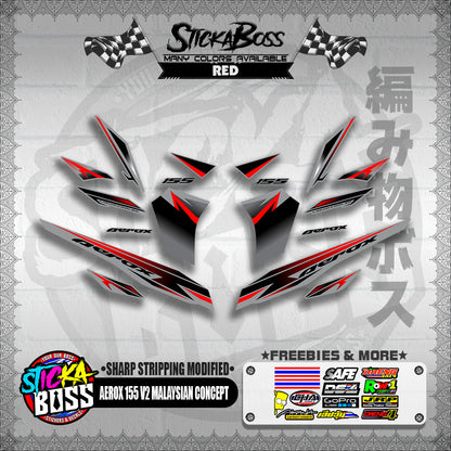 AEROX 155 V2 MALAYSIAN CONCEPT DECALS ( SHARP STRIPPING MODIFIED )【WITH FREEBIES】