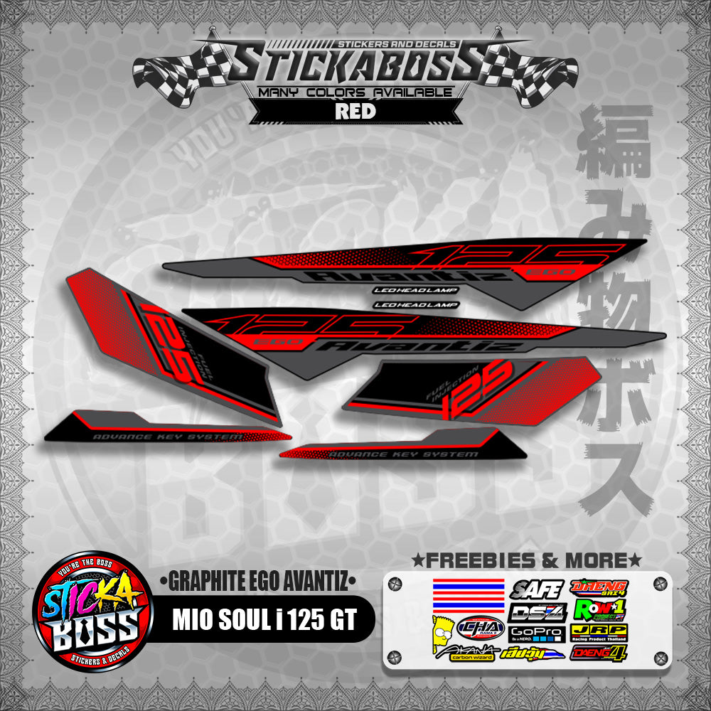 MIO SOUL I 125 GT STICKER DECALS ( GRAPHITE EGO AVANTIZ )【WITH FREEBIES】