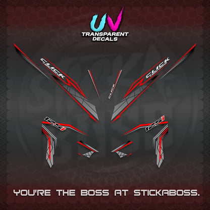 CLICK 125 V3 UV TRANSPARENT DECALS (2023 SIMPLE STRIPE DESIGN) STICKER DECALS By STICKABOSS