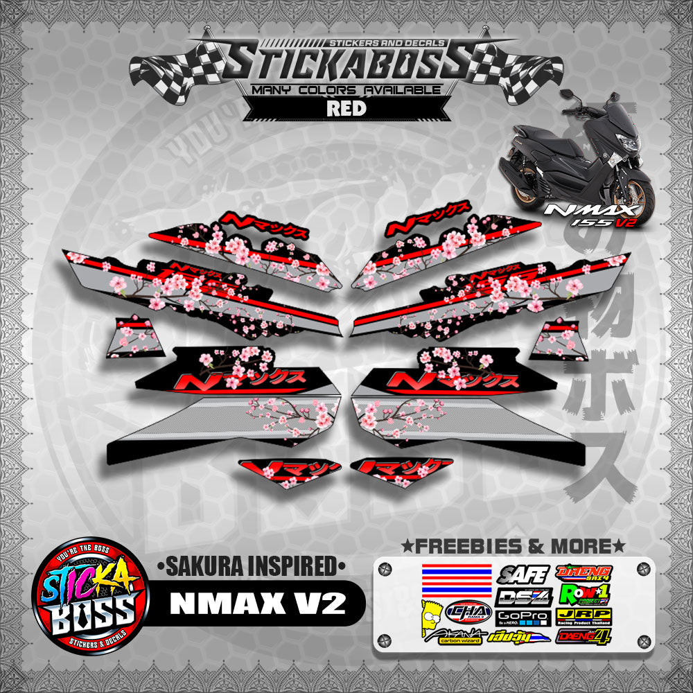 NMAX V2 STICKER DECALS ( SAKURA INSPIRED )【WITH FREEBIES】