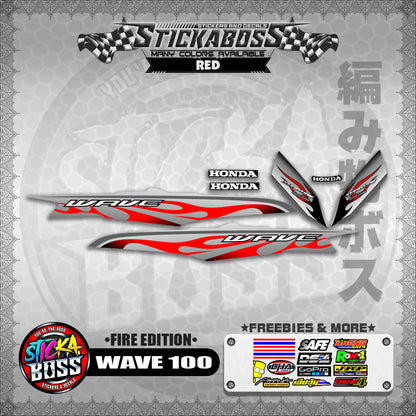 WAVE 100 STICKER DECALS ( FIRE EDITION )【WITH FREEBIES】