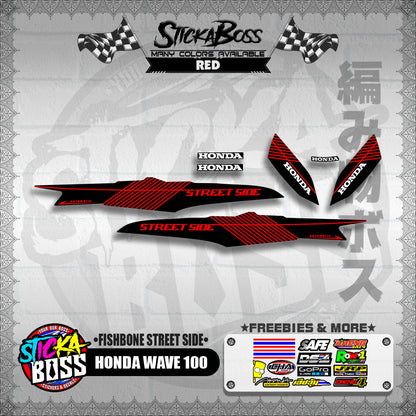 HONDA WAVE 100 DECALS ( FISHBONE STREET SIDE )【WITH FREEBIES】