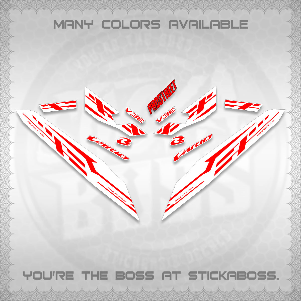 CLICK V3 FOR WHITE VARIO DECALS (2026 V3E 001 DESIGN)STICKER DECALS By STICKABOSS