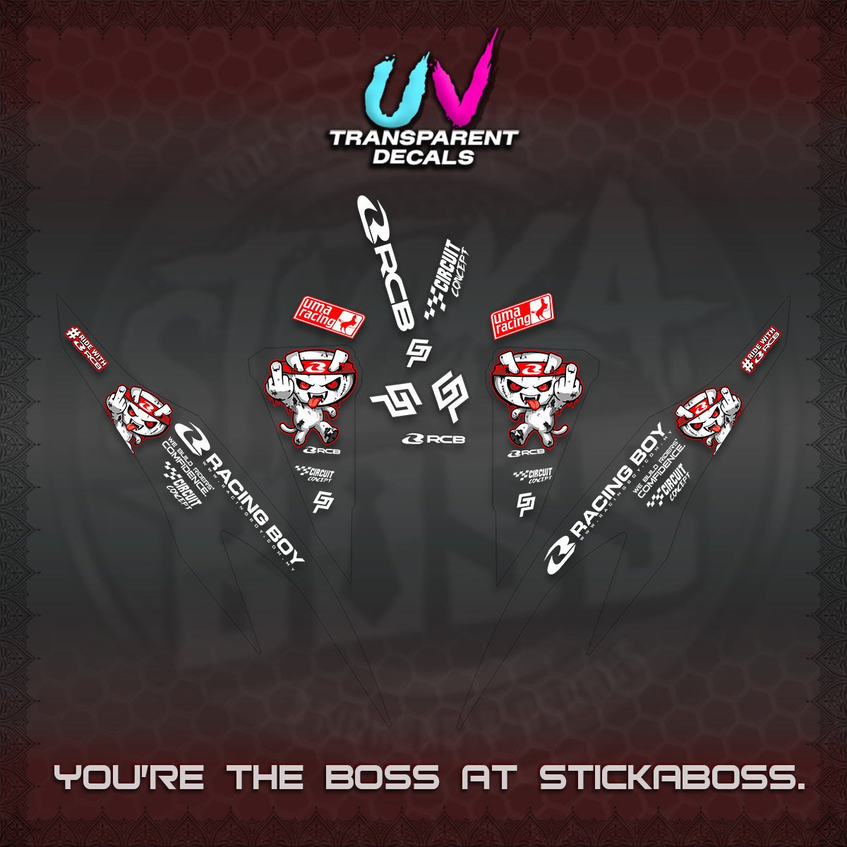 CLICK V2 UV TRANSPARENT DECALS (2026 RACE ZOMBIE DESIGN)STICKER DECALS By STICKABOSS