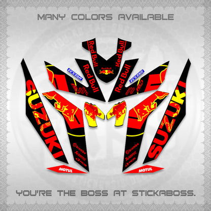 RAIDER 150 Fi DECALS (BULLREDS MOTIF)STICKER DECALS By STICKABOSS