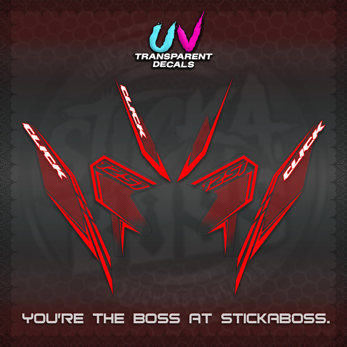 CLICK 125 V3 UV TRANSPARENT DECALS (2026 LINE UP DESIGN) STICKER KITS By STICKABOSS