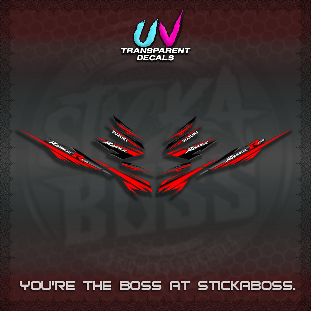 【PREMIUM UV PRINT】TRANSPARENT RAIDER 150 FI SATRIA  DECALS (MINIMALIST 0016 DESIGN)By STICKABOSS
