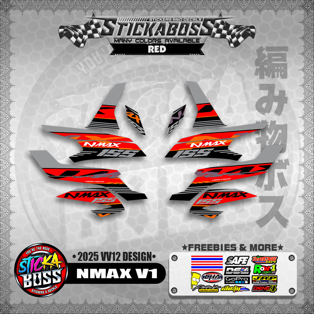 NMAX V1 MALAYSIAN STICKER DECALS ( 2025 VV12 DESIGN )【WITH FREEBIES】