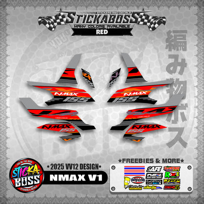 NMAX V1 MALAYSIAN STICKER DECALS ( 2025 VV12 DESIGN )【WITH FREEBIES】