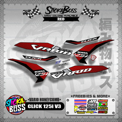 CLICK 125i V3 DECALS ( VARIO HONEYCOMB )【WITH FREEBIES】