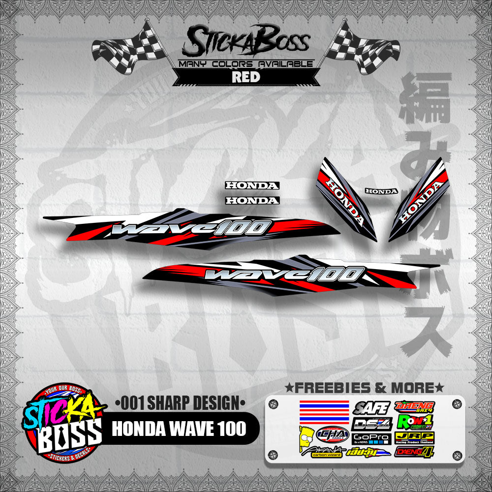 HONDA WAVE 100 DECALS ( 001 SHARP DESIGN )【WITH FREEBIES】