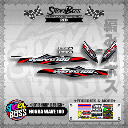 HONDA WAVE 100 DECALS ( 001 SHARP DESIGN )【WITH FREEBIES】