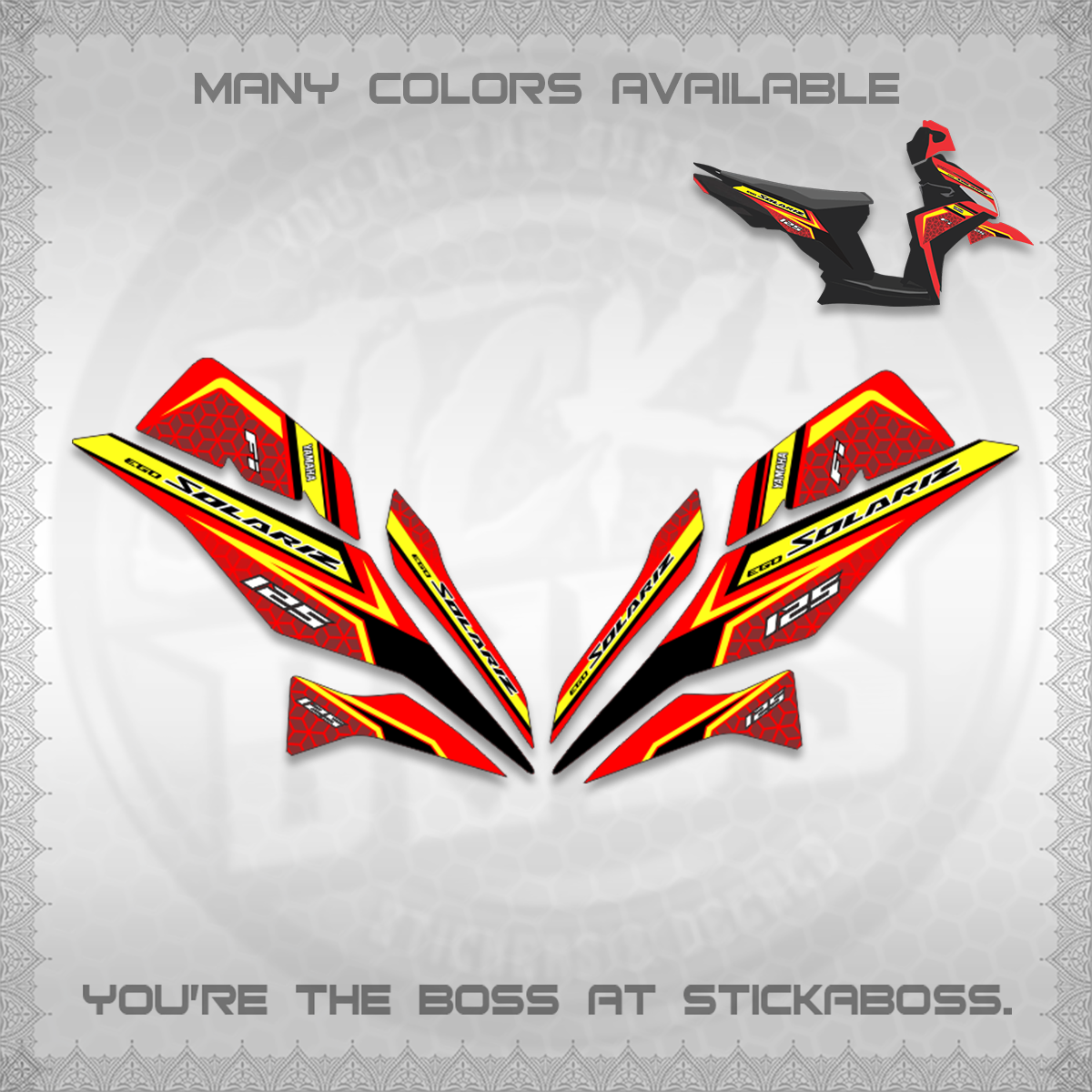 MIO I 125 M3 (NEW SOLARIZ MOTIF 25)STICKER DECALS By STICKABOSS (Copy)