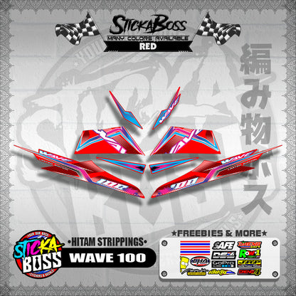 WAVE 100 MALAYSIAN DECALS ( HITAM STRIPPINGS )【WITH FREEBIES】
