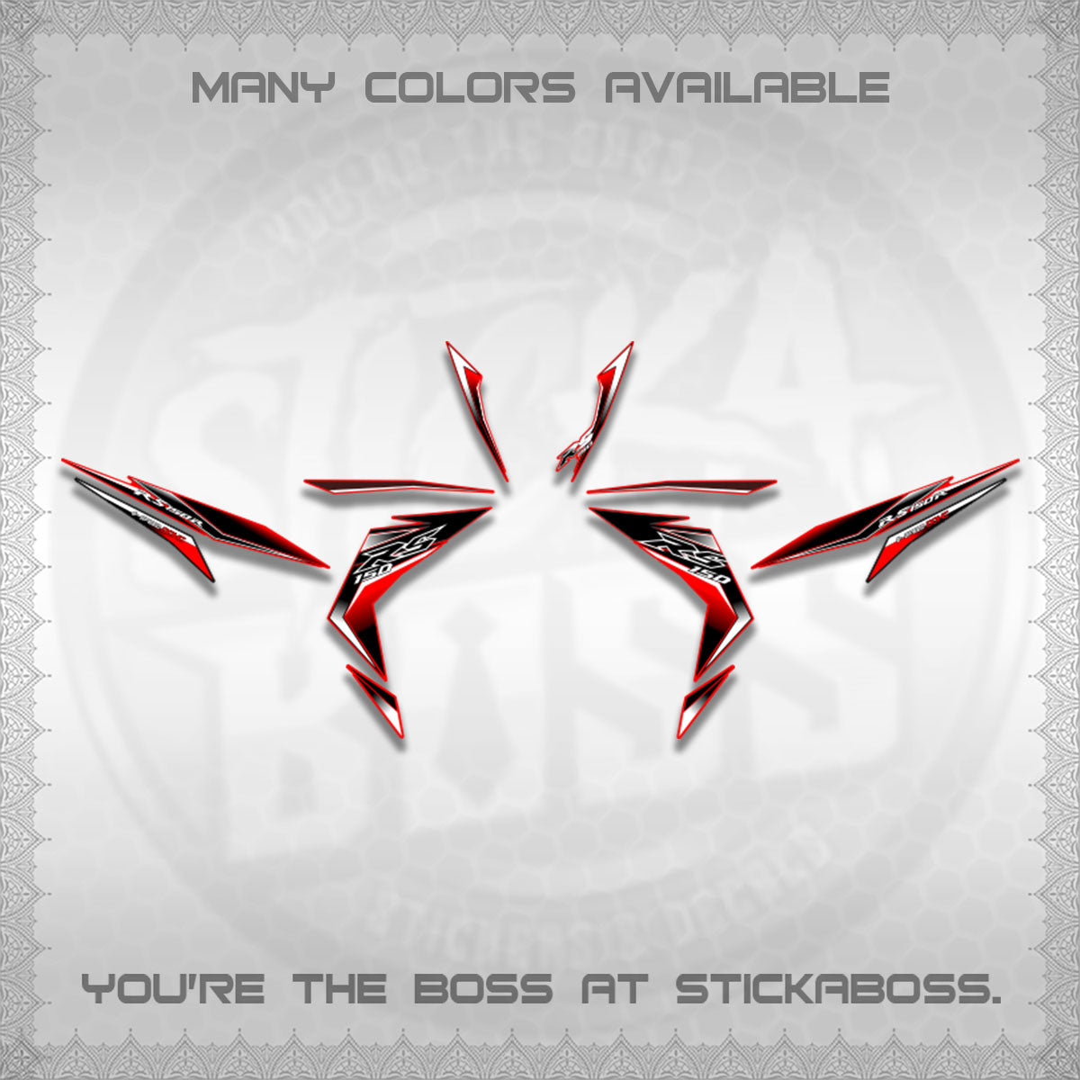 WINNER 150 V1 DECALS (GTR 150 RS PATTERN)STICKER DECALS By STICKABOSS