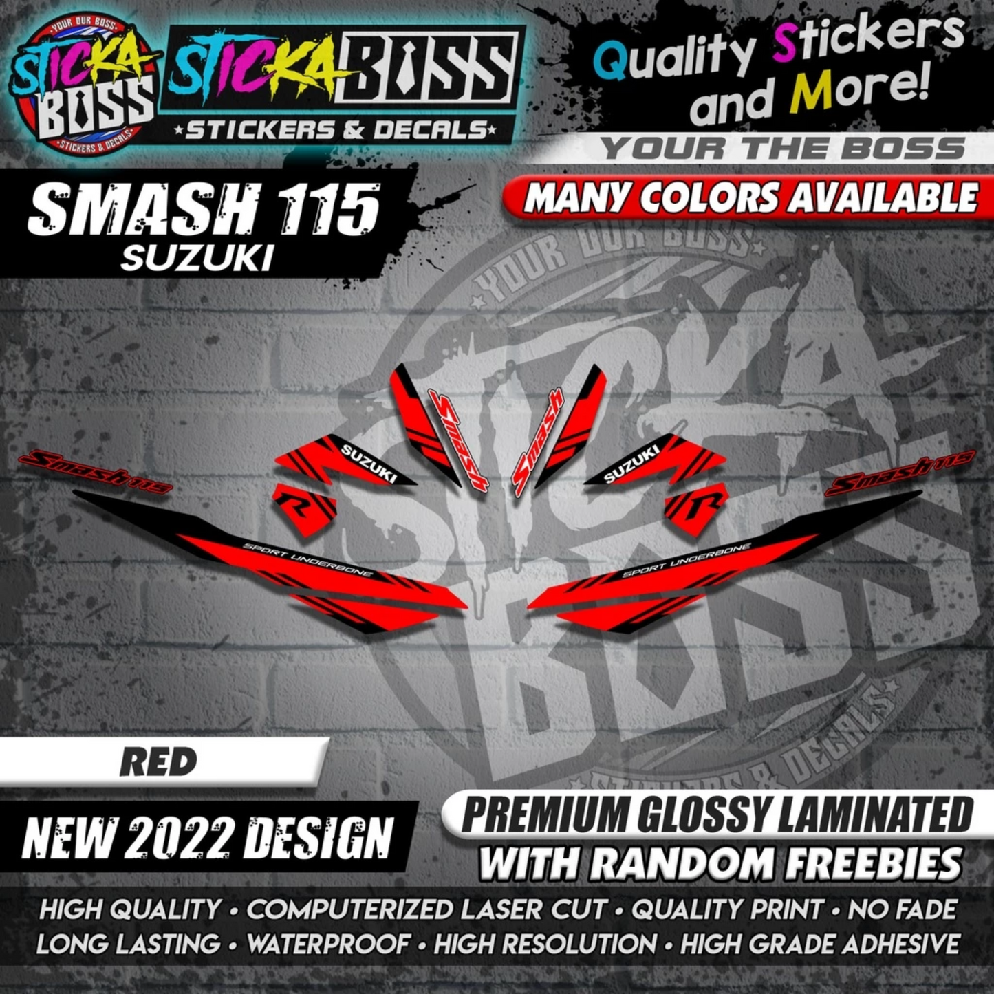 Suzuki Smash 115 Stock Decals (NEW 2022 DESIGN)【WITH FREEBIES】