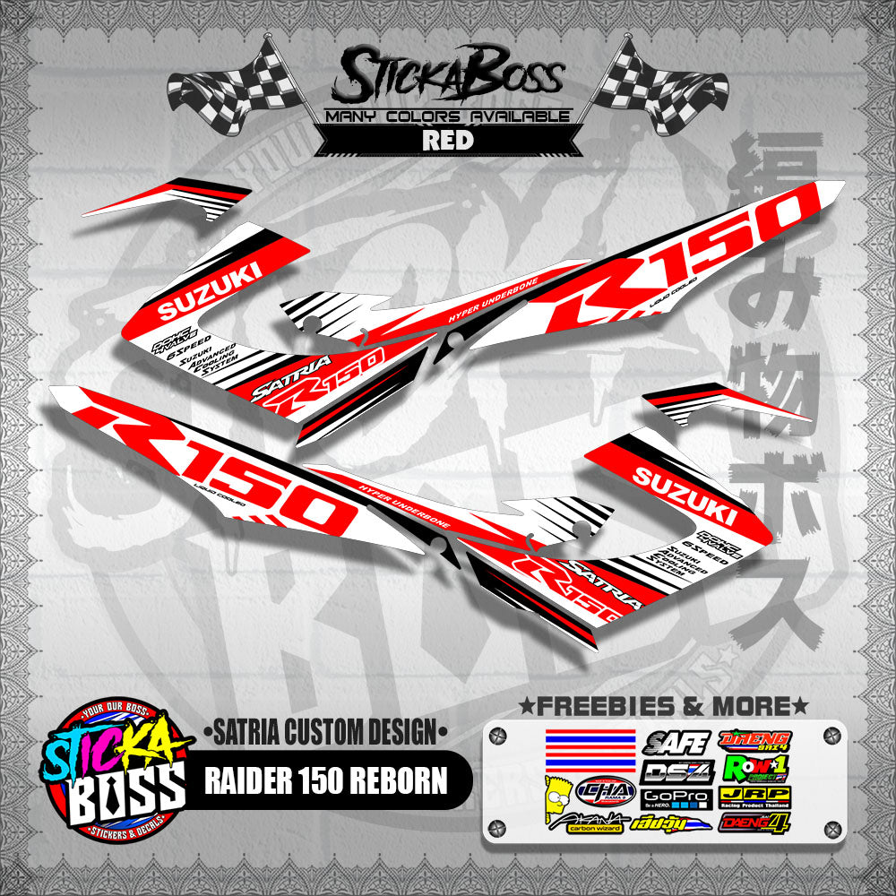 RAIDER 150 REBORN DECALS ( SATRIA CUSTOM DESIGN )【WITH FREEBIES】