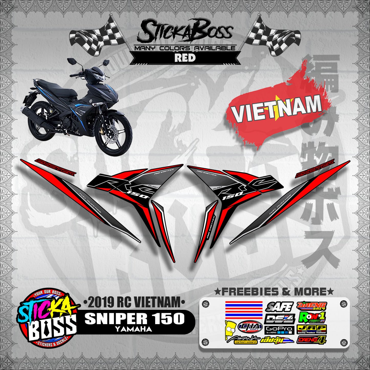 SNIPER 150 STOCK DECALS ( 2019 RC VIETNAM )【WITH FREEBIES】