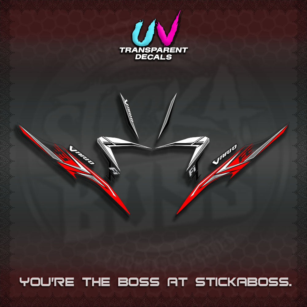 【PREMIUM UV PRINT】TRANSPARENT CLICK V2  VARIO DECALS(2026 CUSTOM 001 DESIGN)By STICKABOSS