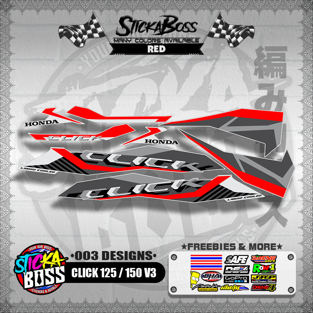 CLICK 125 / 150 V3 STOCK DECALS ( 003 DESIGNS )【WITH FREEBIES】