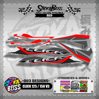 CLICK 125 / 150 V3 STOCK DECALS ( 003 DESIGNS )【WITH FREEBIES】