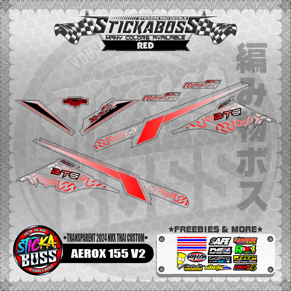 【PREMIUM UV PRINT】TRANSPARENT AEROX 155 V2 DECALS ( 2024 NVX THAI CUSTOM )【WITH FREEBIES】