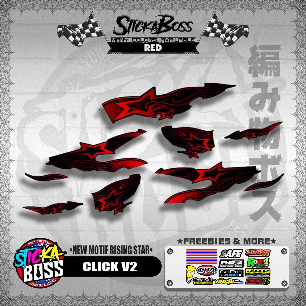 CLICK V2 DECALS ( NEW MOTIF RISING STAR ) [ PREMIUM GLOSSY LAMINATED ]【WITH FREEBIES】