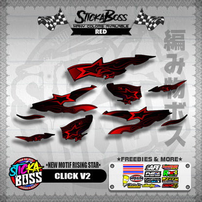 CLICK V2 DECALS ( NEW MOTIF RISING STAR ) [ PREMIUM GLOSSY LAMINATED ]【WITH FREEBIES】