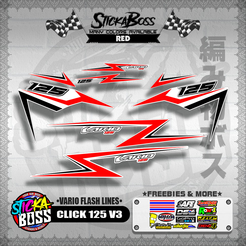 CLICK 125 V3 DECALS ( VARIO FLASH LINES )【WITH FREEBIES】