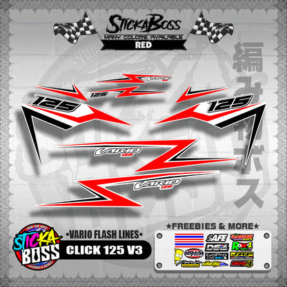 CLICK 125 V3 DECALS ( VARIO FLASH LINES )【WITH FREEBIES】