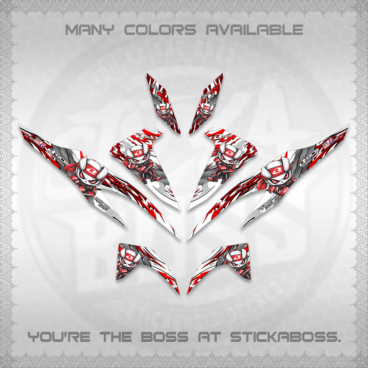 CLICK 125 V2 FOR WHITE DECALS (2026 NEW RCB 2.0 DESIGN) STICKER KITS BY STICKABOSS