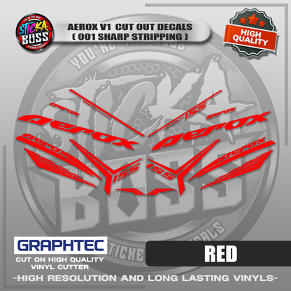 AEROX V1 CUT OUT DECALS ( 001 SHARP STRIPPING ) | VINYL WATERPROOF CUT-OUT STICKER DECALS