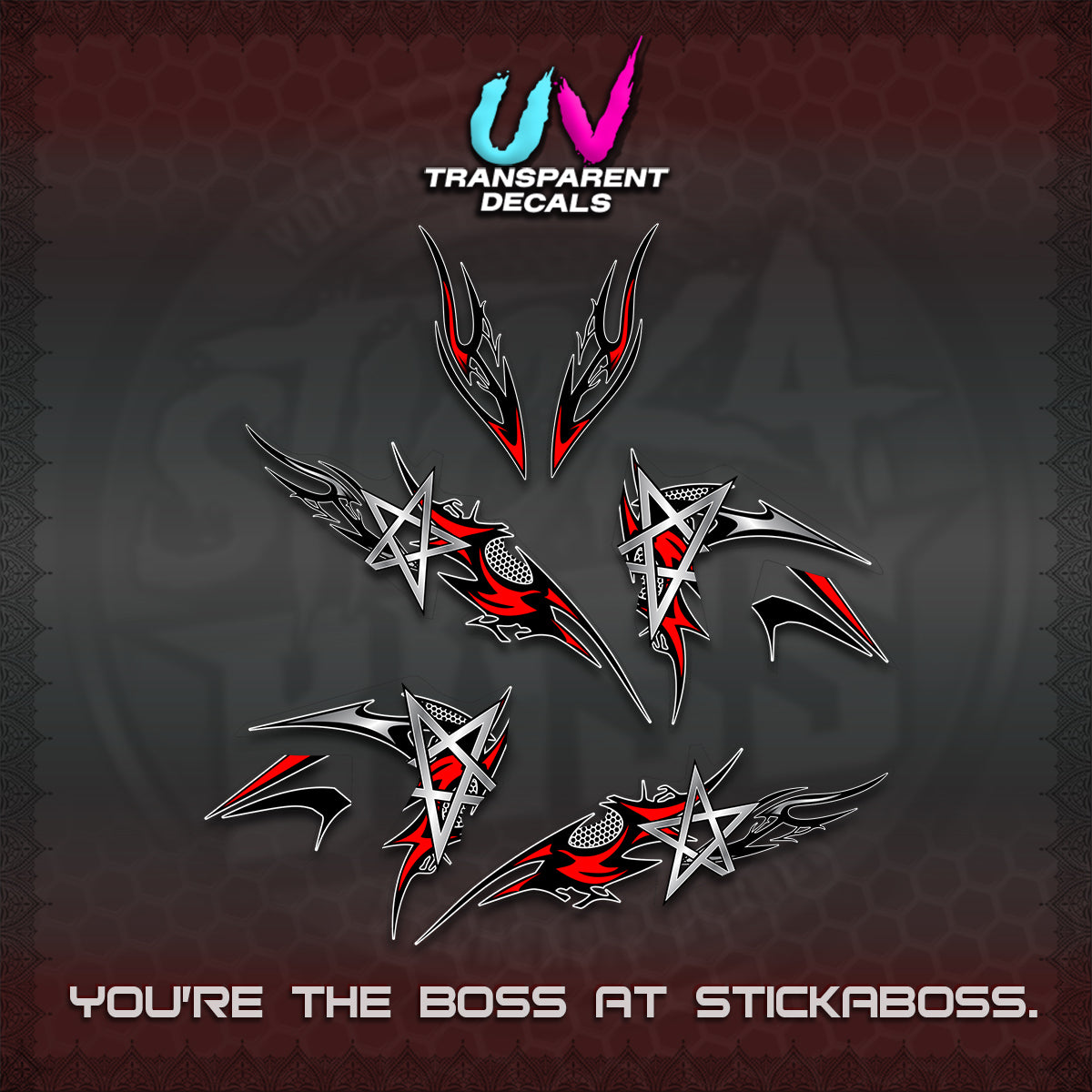 CLICK 125 V3 UV TRANSPARENT DECALS (2026 TRIVALY STAR DESIGN)STICKER DECALS By STICKABOSS