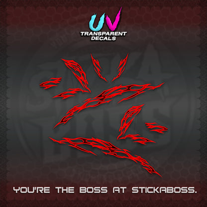 CLICK 125 V3 UV TRANSPARENT DECALS (2026 TRIBAL LIGHTNING DESIGN) STICKER KITS BY STICKABOSS