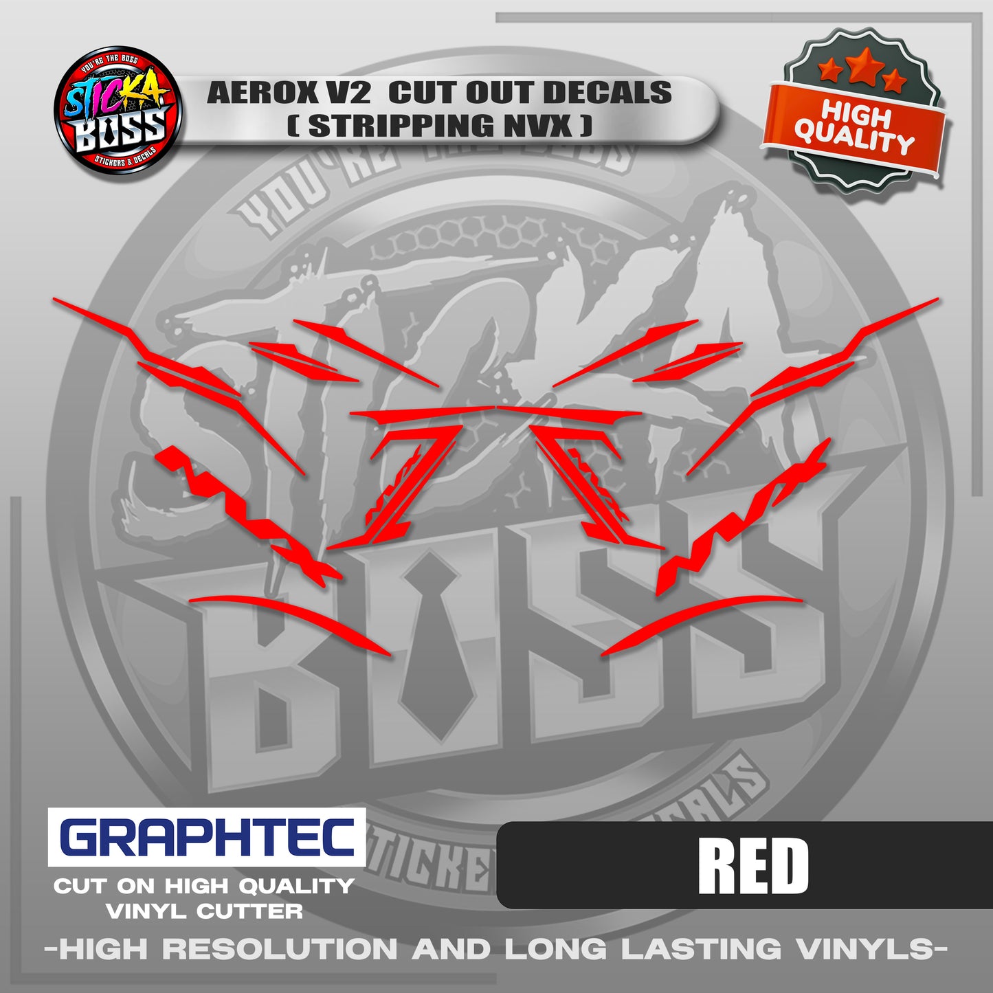 AEROX V2 CUT OUT DECALS ( STRIPPING NVX ) | VINYL WATERPROOF CUT-OUT STICKER DECALS