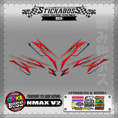 【PREMIUM UV PRINT】TRANSPARENT NMAX V2 INDO STICKER DECALS ( 2025 SHARP LIGHTNING )【WITH FREEBIES】