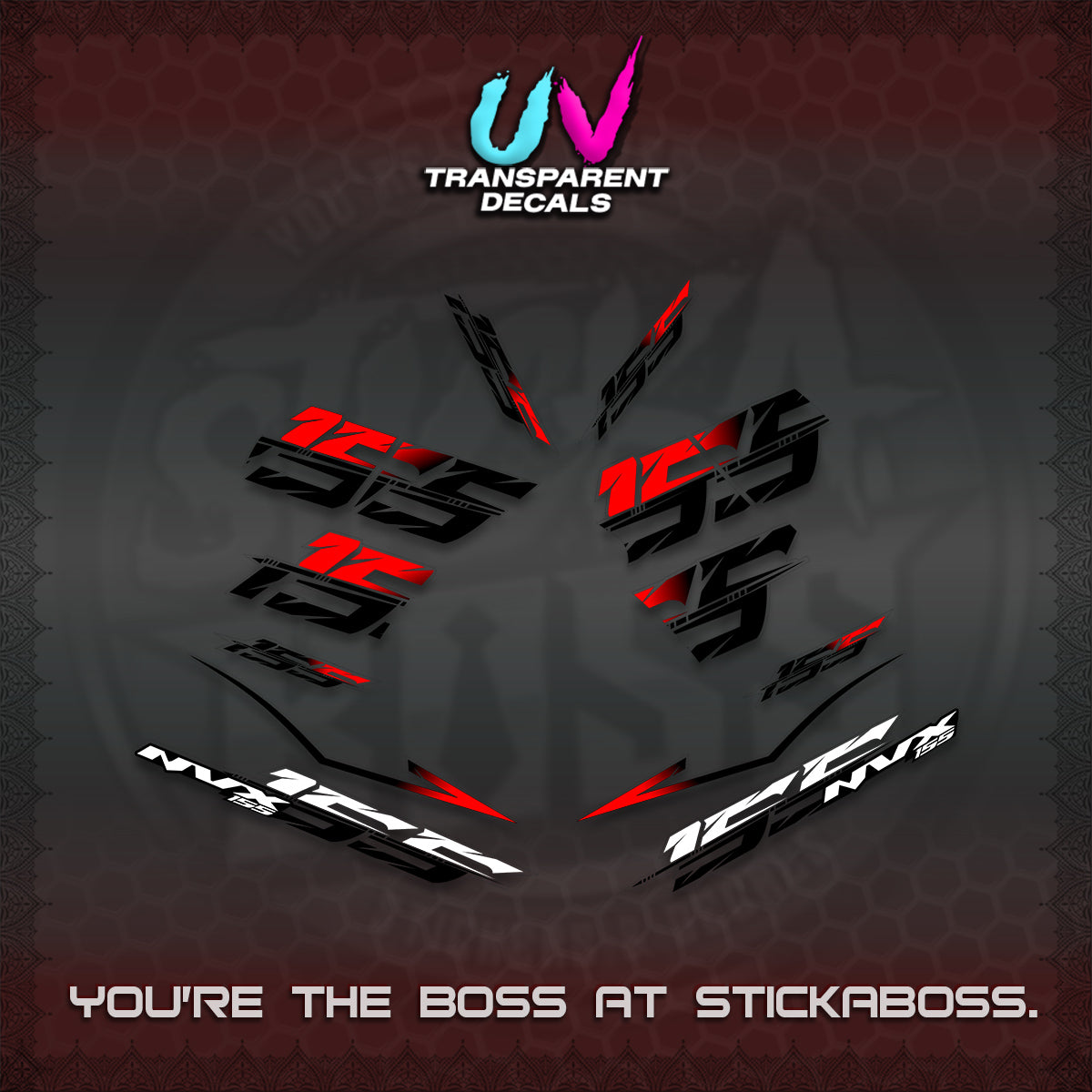 AEROX 155 V2 UV TRANSPARENT DECALS (2026 NVX VIETNAM) STICKER KITS BY STICKABOSS
