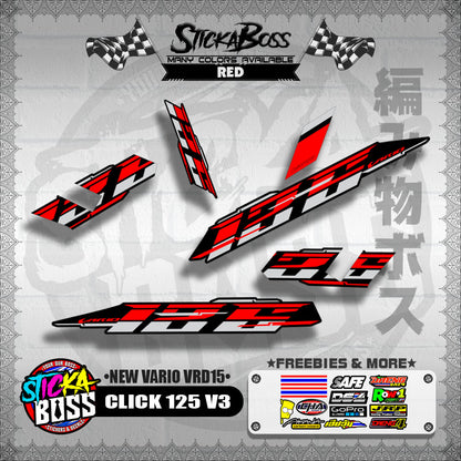 CLICK 125 V3 DECALS ( NEW VARIO VRD15 )[ PREMIUM GLOSSY LAMINATED ]【WITH FREEBIES】