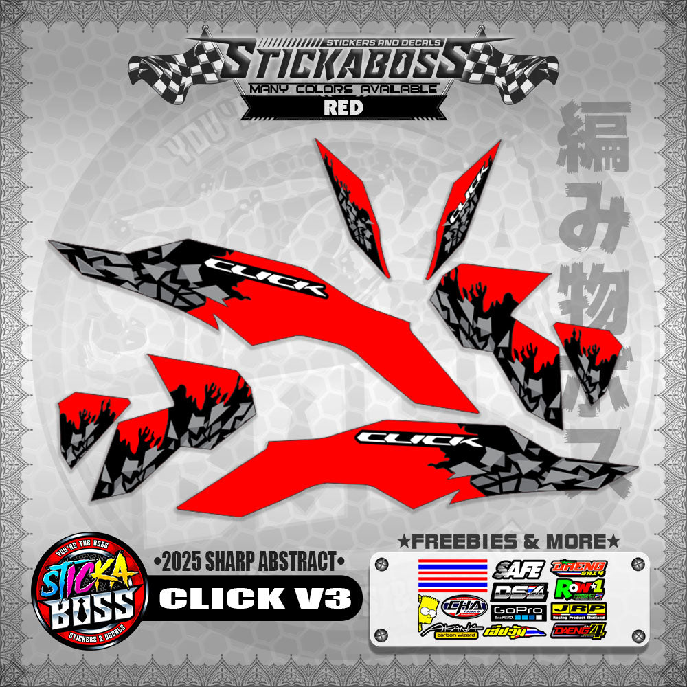 CLICK V3 INDO STICKER DECALS ( 2025 SHARP ABSTRACT  )【WITH FREEBIES】