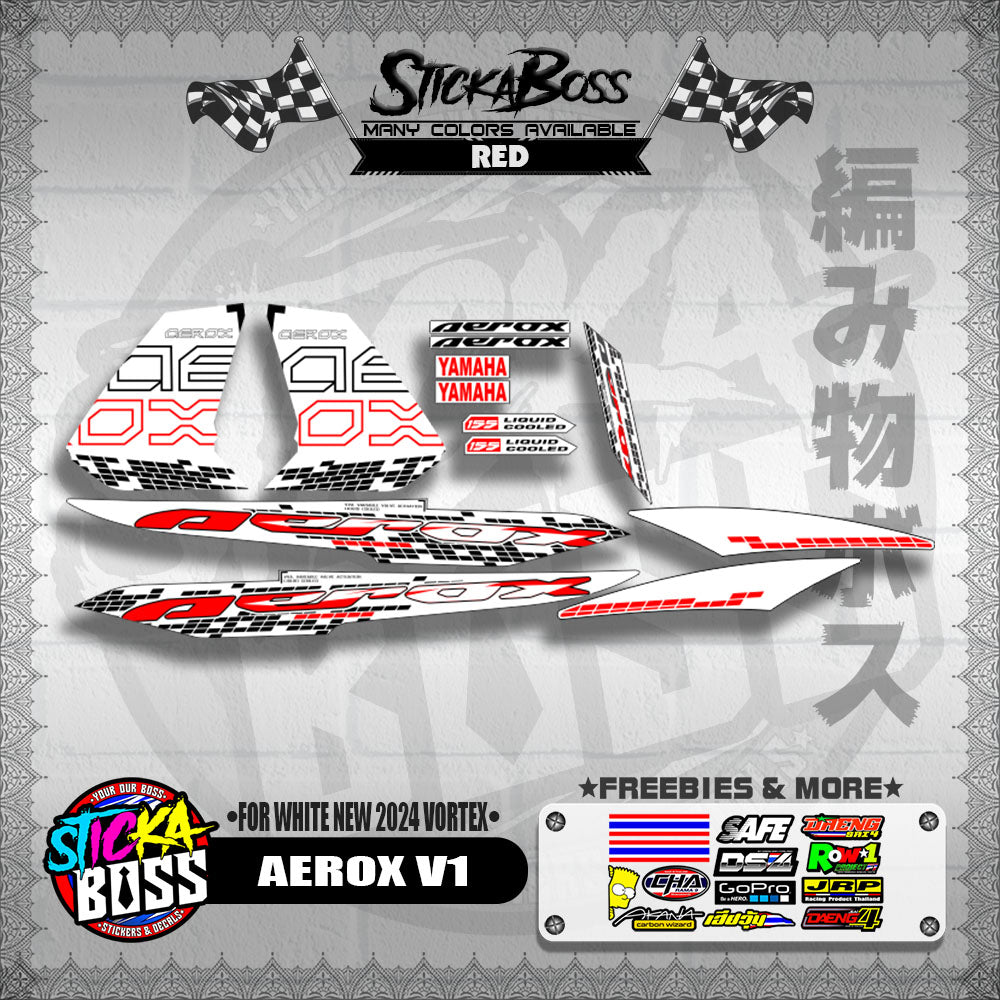 AEROX 155 V1 DECALS ( FOR WHITE NEW 2024 VORTEX )【WITH FREEBIES】