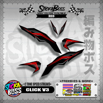 CLICK V3 DECALS ( 2 TONE SPEED STREAKS )【WITH FREEBIES】