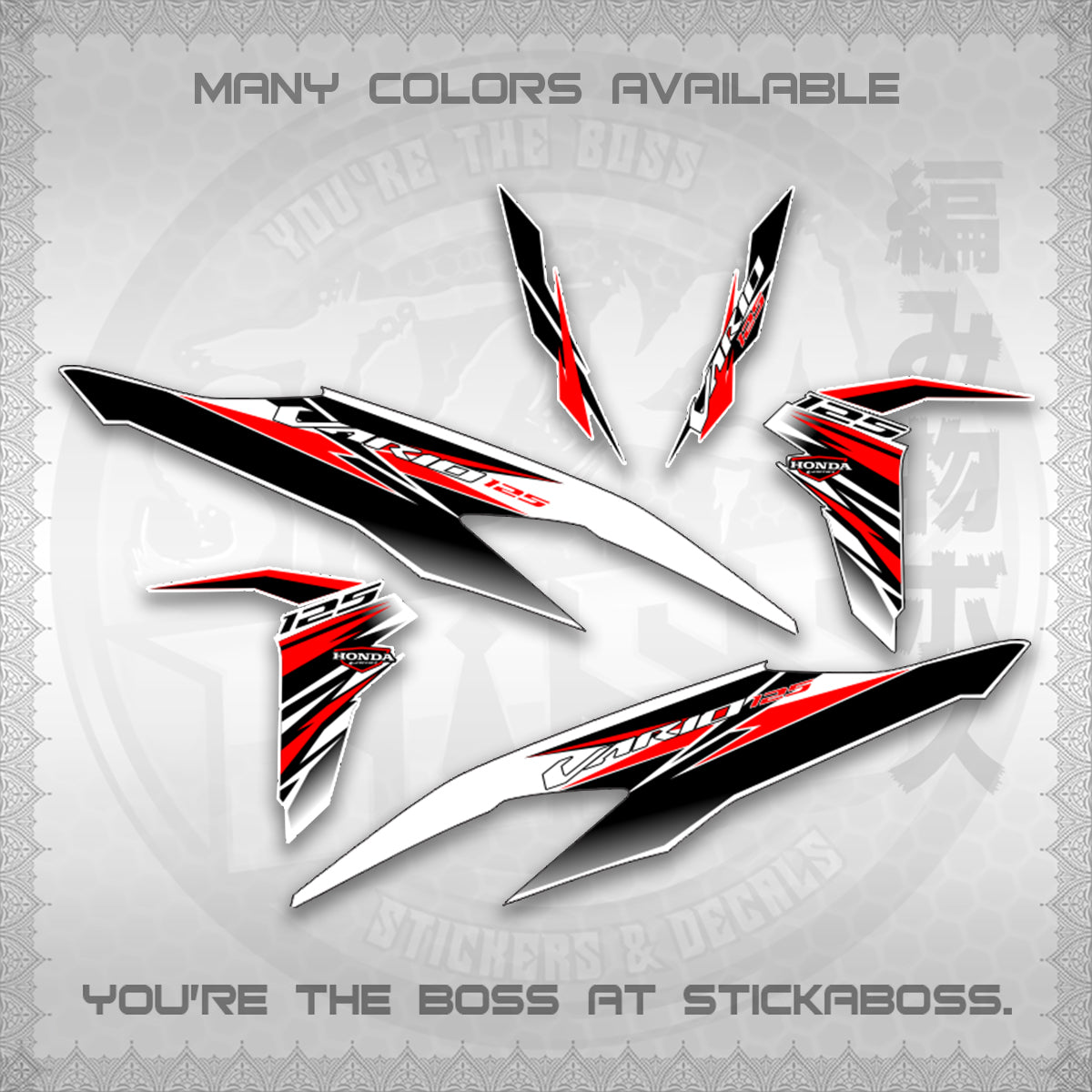 CLICK 125 V2 MALAY INDO CONCEPT ( FOR WHITE VARIO STRIPING SLASH ) STICKER DECALS By STICKABOSS