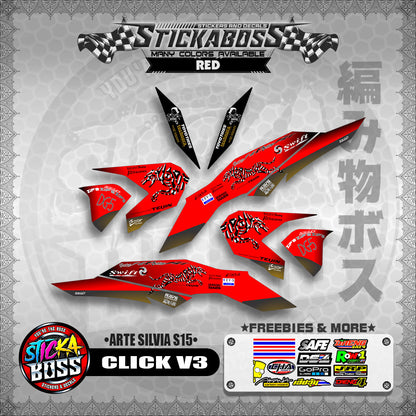 CLICK V3 STICKER DECALS ( ARTE SILVIA S15 )【WITH FREEBIES】