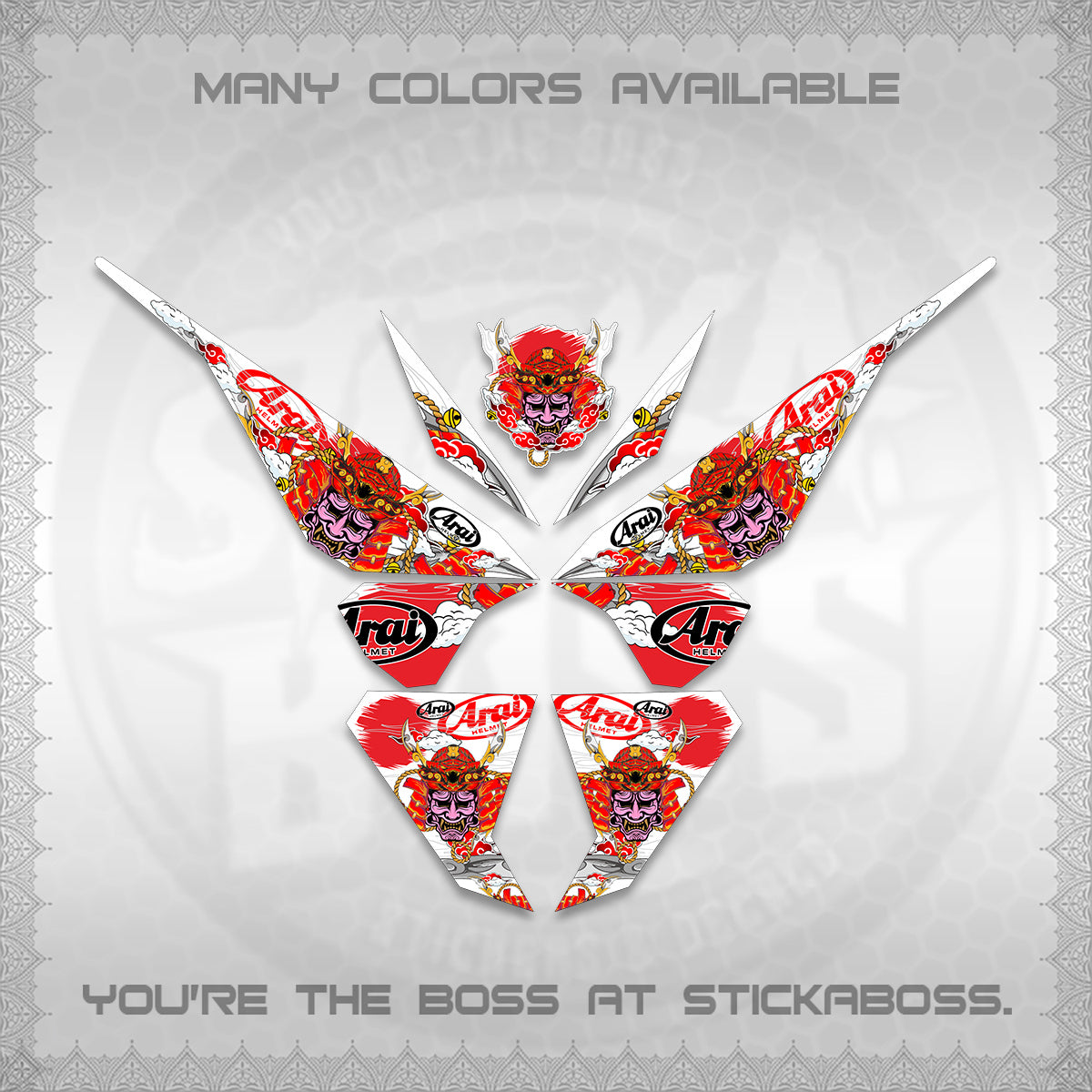 CLICK 125 V1 VARIO FOR WHITE DECALS (2026 NEW SAMURAI MOTIF) STICKER KITS BY STICKABOSS