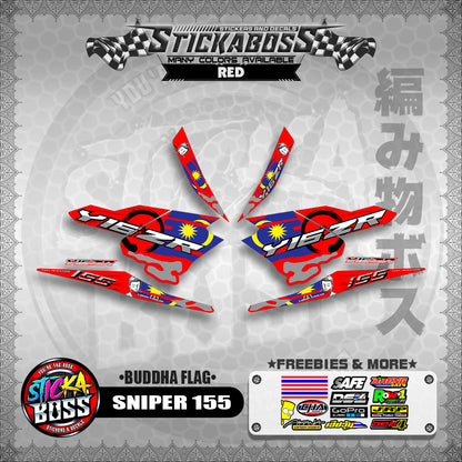 SNIPER 155 MALAYSIAN STICKER DECALS ( BUDDHA FLAG )【WITH FREEBIES】