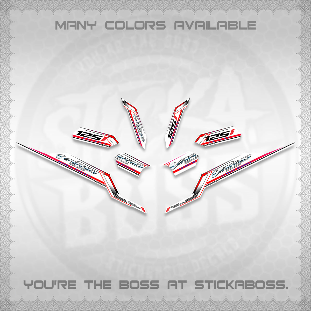 CLICK V3 VARIO STRIPING FOR WHITE DECALS (2026 SPORTS RACE DESIGN) STICKER KITS BY STICKABOSS