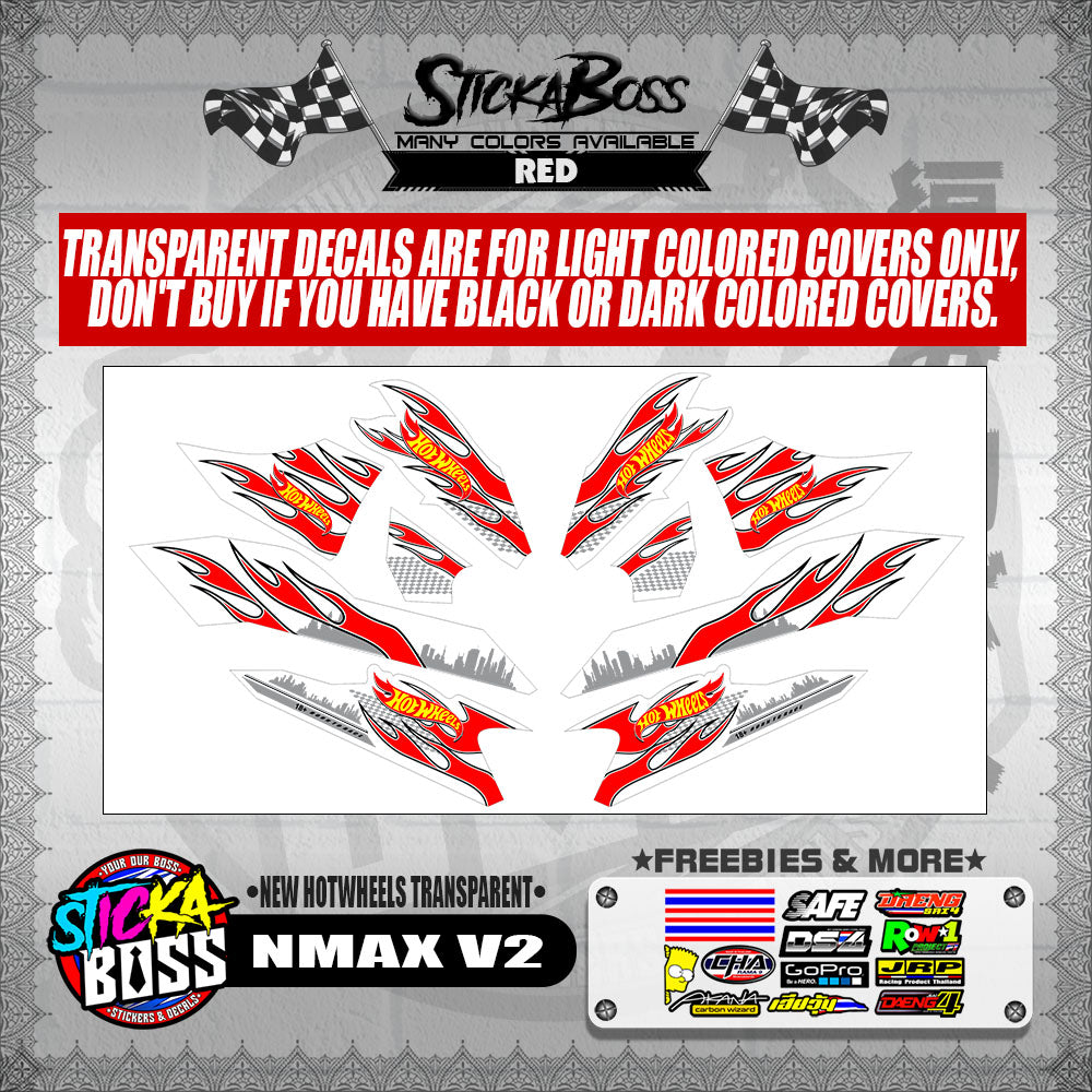 NMAX V2 DECALS ( NEW HOTWHEELS TRANSPARENT )【WITH FREEBIES】