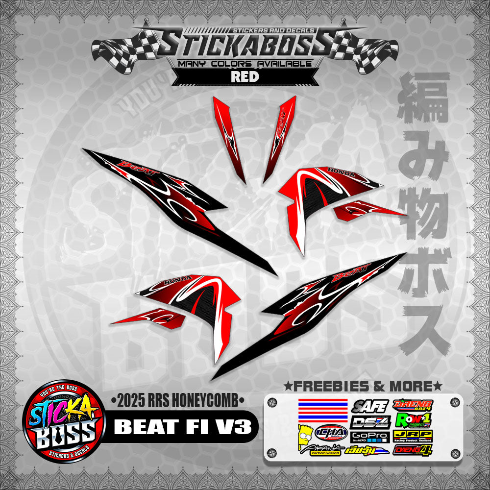 BEAT FI V3 INDO STICKER DECALS ( 2025 RRS HONEYCOMB )【WITH FREEBIES】